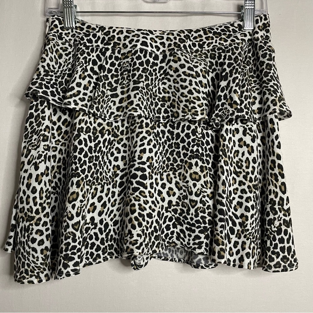 Zara Ruffle Leopard Print Mini Skort Skirt Boho Animal Cheetah Print - Picture 13 of 14